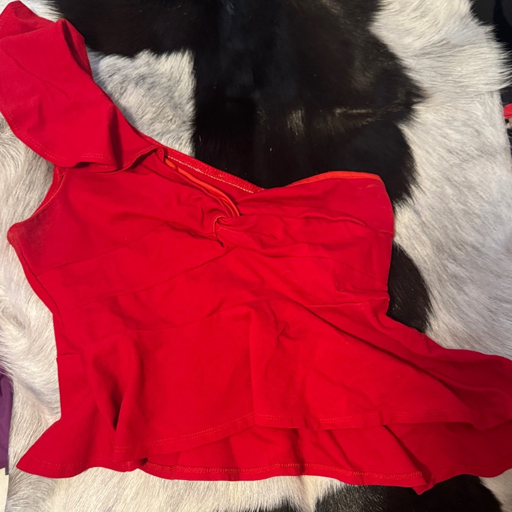 Elegant Red One-Shoulder Top